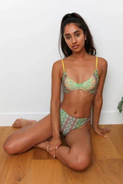 Wolven Recycled Ruched Hipster Bikini Bottom - Fauna Swim