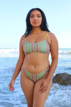 Wolven Reversible Ruched Recycled Swimsuit Top - Fauna