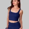 Wolven Activewear + Athleisure Double Cross Recycled Top - Indigo