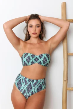 Wolven Recycled Bandeau Swimsuit Top - Jungle