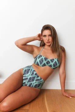 Wolven Recycled Bandeau Swimsuit Top - Jungle