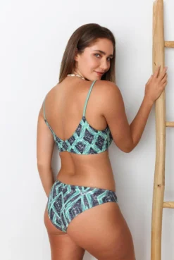 Wolven Reversible Ruched Recycled Swimsuit Top - Jungle