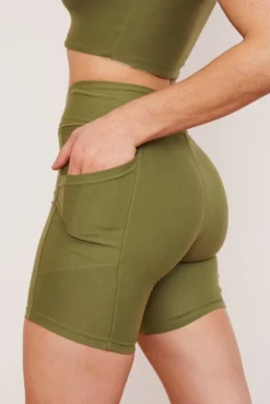 Wolven Recycled Midi Bike Short - Eucalyptus Activewear + Athleisure