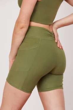 Wolven Recycled Midi Bike Short - Eucalyptus Activewear + Athleisure