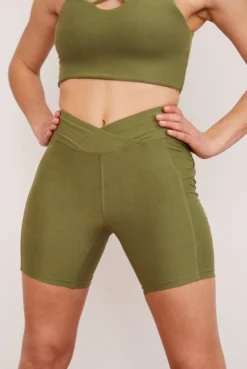 Wolven Recycled Midi Bike Short - Eucalyptus Activewear + Athleisure