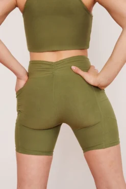 Wolven Recycled Midi Bike Short - Eucalyptus Activewear + Athleisure