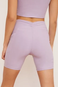 Wolven Activewear + Athleisure Recycled Midi Bike Short - Lavender