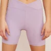 Wolven Activewear + Athleisure Recycled Midi Bike Short - Lavender