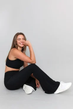 Wolven Activewear + Athleisure Recycled Bell Bottom - Onyx