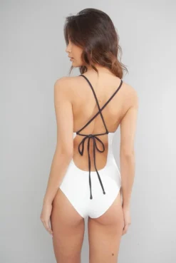 Wolven Reversible Tie-Back Recycled One Piece Swimsuit - Onyx Best Sellers 12 Wolven Reversible Tie-Back Recycled One Piece Swimsuit - Onyx Best Sellers