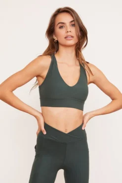 Wolven Activewear + Athleisure Recycled Racerback Bra - Thyme