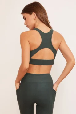 Wolven Activewear + Athleisure Recycled Racerback Bra - Thyme