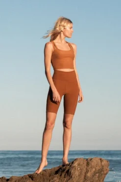 Wolven Best Sellers Recycled Bike Short With Pockets - Turmeric