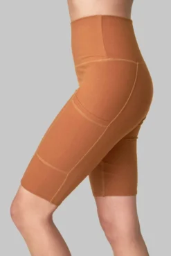 Wolven Best Sellers Recycled Bike Short With Pockets - Turmeric