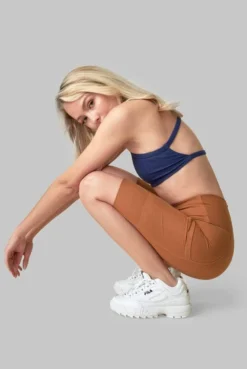 Wolven Best Sellers Recycled Bike Short With Pockets - Turmeric