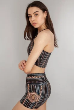 Wolven Crossover Recycled High-Waisted Short - Zephyr 15 Wolven Crossover Recycled High-Waisted Short - Zephyr