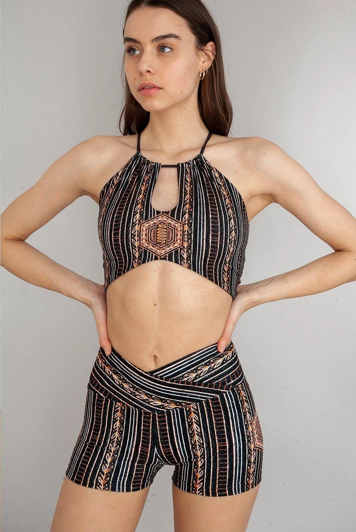 Wolven Crossover Recycled High-Waisted Short - Zephyr 5 Wolven Crossover Recycled High-Waisted Short - Zephyr