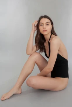 Wolven Deep-V Recycled One Piece Swimsuit - Zephyr