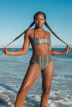 Wolven Reversible High-Waisted Recycled Bikini Bottom - Zephyr Best Sellers