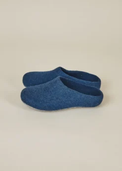 Kyrgies Women's Classic Sole Low Back Wool Slippers - Navy Best Sellers