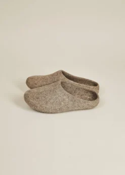 Kyrgies Women's Classic Sole Low Back Wool Slippers - Oatmeal Best Sellers