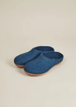 Kyrgies Best Sellers Women's Molded Sole Low Back Wool Slippers - Navy