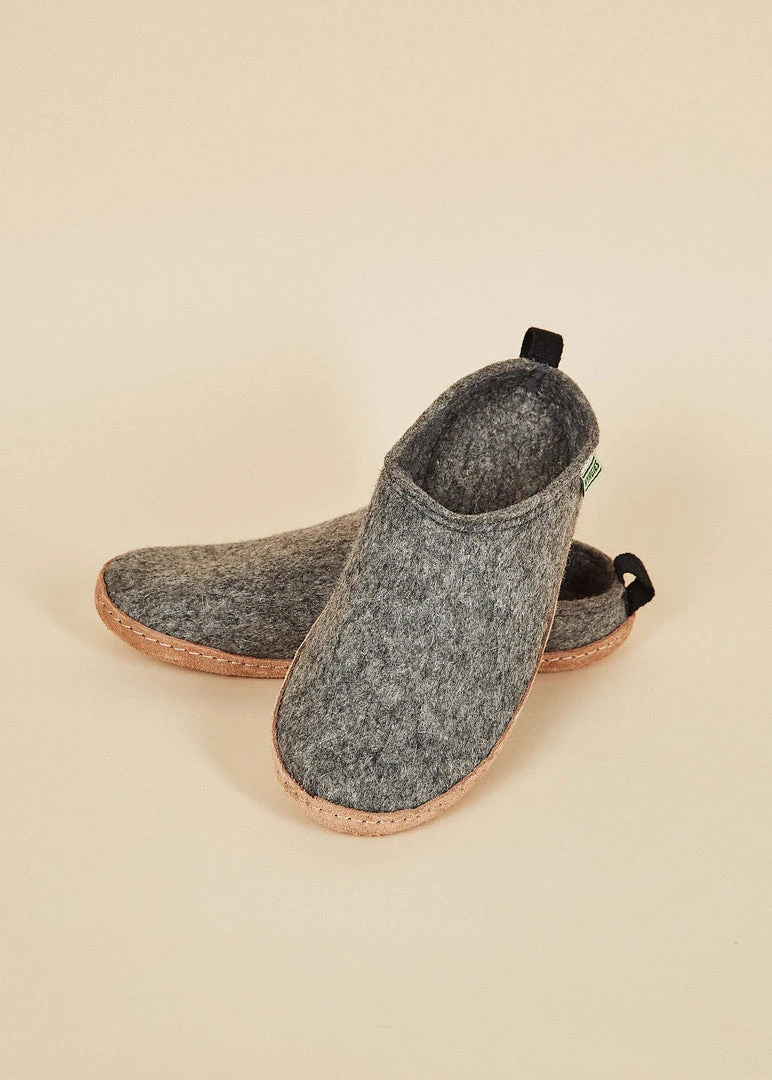 Kyrgies Women's Wool Slipper Slides - Gray Shoes 4 Kyrgies Women's Wool Slipper Slides - Gray Shoes