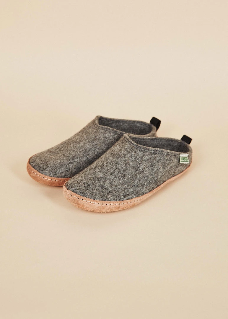 Kyrgies Women's Wool Slipper Slides - Gray Shoes 3 Kyrgies Women's Wool Slipper Slides - Gray Shoes