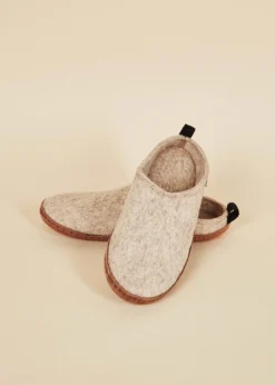 Kyrgies Women's Wool Slipper Slides - Oatmeal