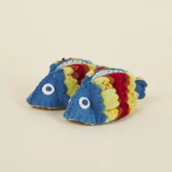 Silk Road Bazaar Wool Baby Booties - Fish