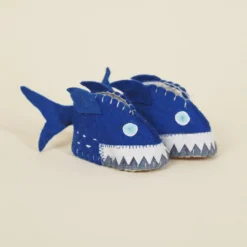 Silk Road Bazaar Wool Baby Booties - Shark