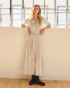 WVN Striped Shirt Maxi Dress