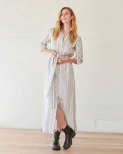 WVN Striped Shirt Maxi Dress