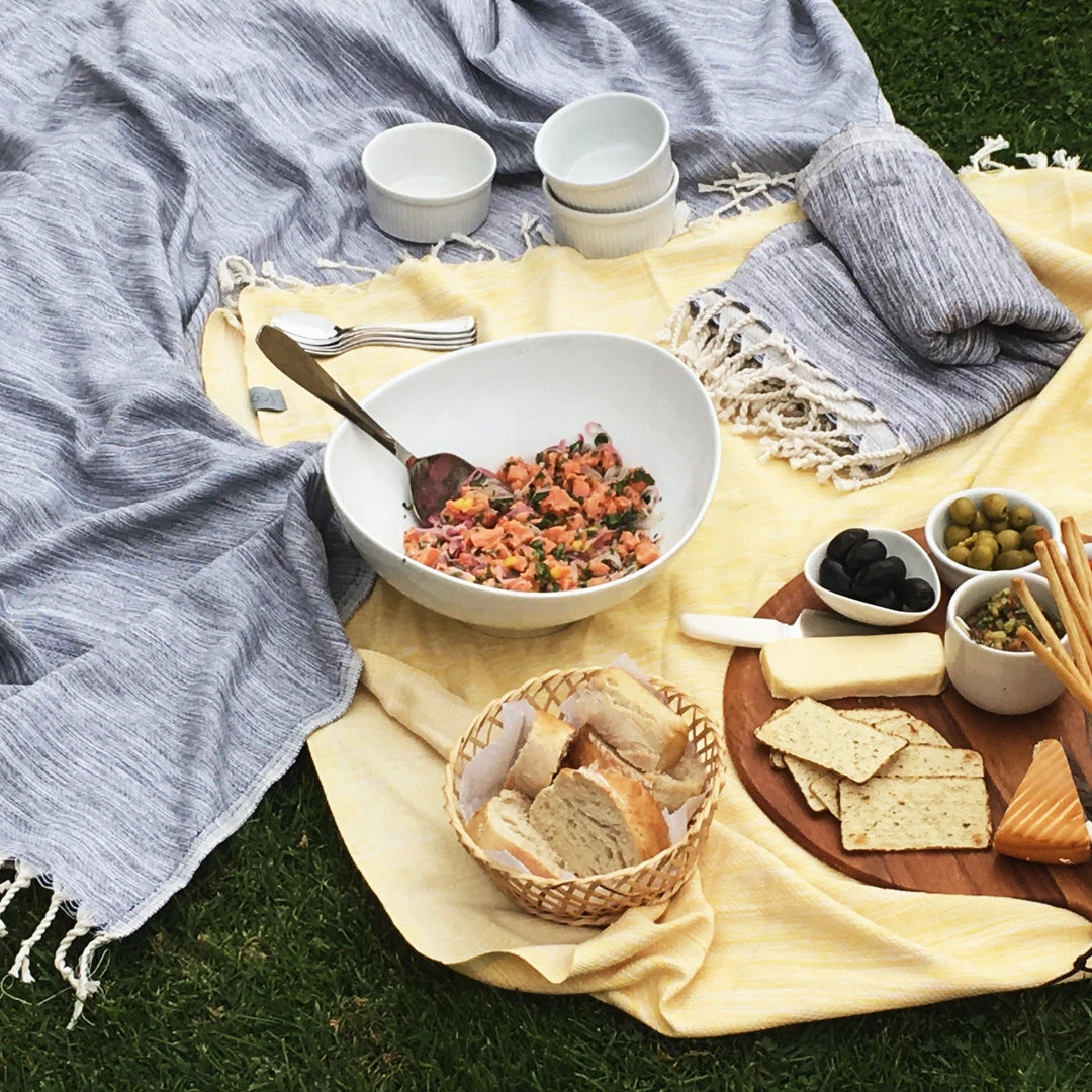 Hilana: Upcycled Cotton Yalova Upcycled Marbled Turkish Towel / Blanket - Blue 5 Hilana: Upcycled Cotton Yalova Upcycled Marbled Turkish Towel / Blanket - Blue