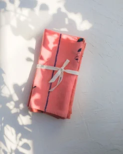 Soil To Studio Kitchen + Dining Zeenat Linen Napkin Set - Flamingo Pink 10 Soil To Studio Kitchen + Dining Zeenat Linen Napkin Set - Flamingo Pink