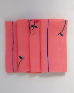 Soil To Studio Kitchen + Dining Zeenat Linen Napkin Set - Flamingo Pink