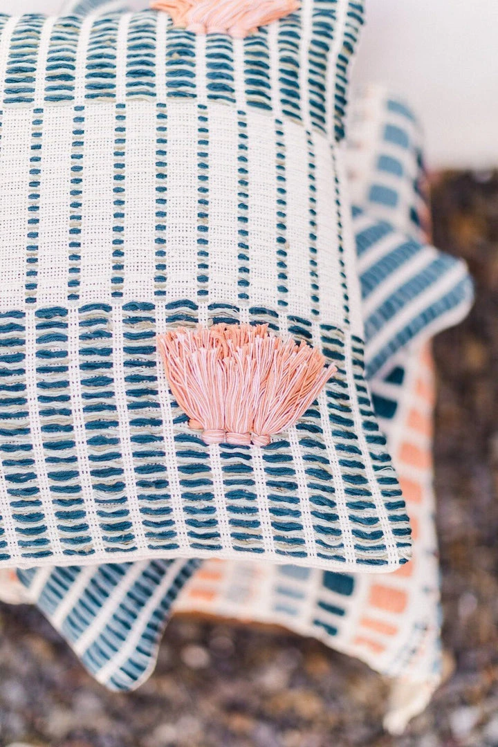 Zuahaza Salento Throw Pillow Cover - Indigo + Apricot 4 Zuahaza Salento Throw Pillow Cover - Indigo + Apricot